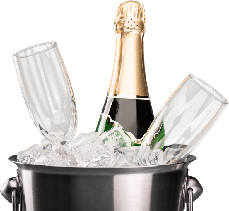 Bottle of Champagne and Flutes 